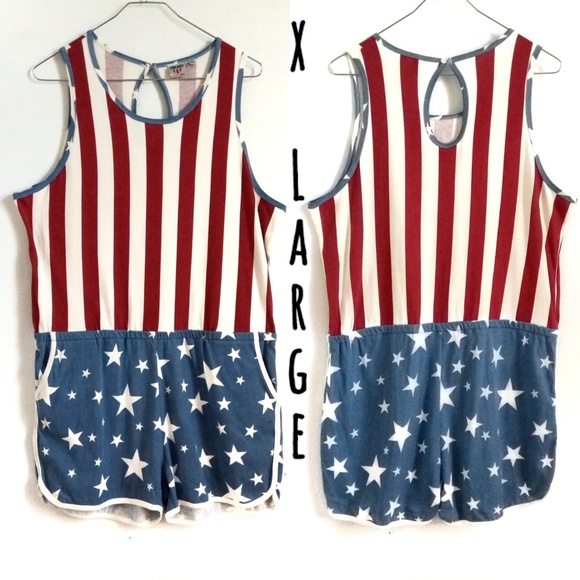 JunkFood Patriotic American Flag Print Romper - Picture 8 of 8